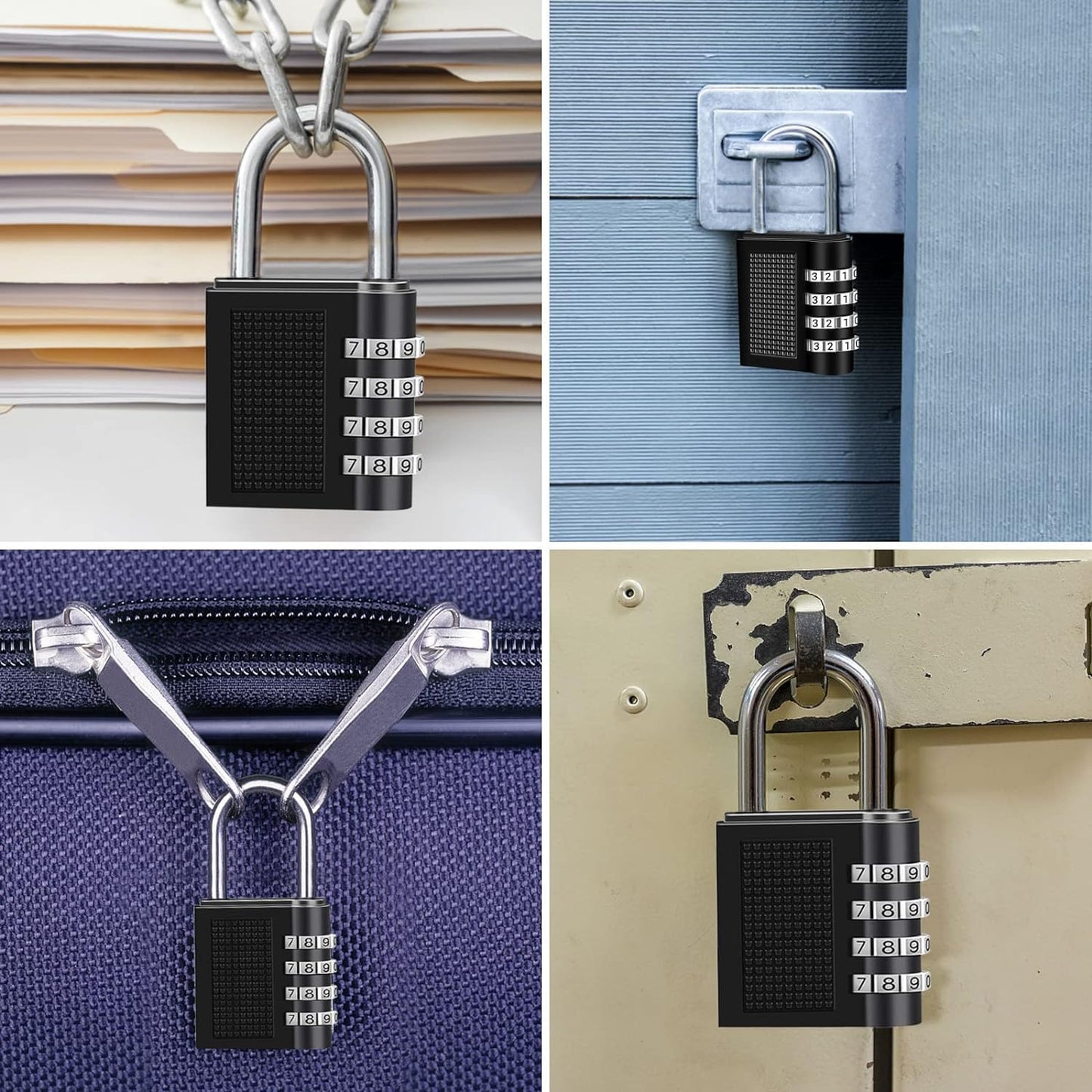 Combination Padlock, 4 Digit Combination Lock for Gym Locker, School Locker, Shed, Fence, Hasp, Garage (Black)