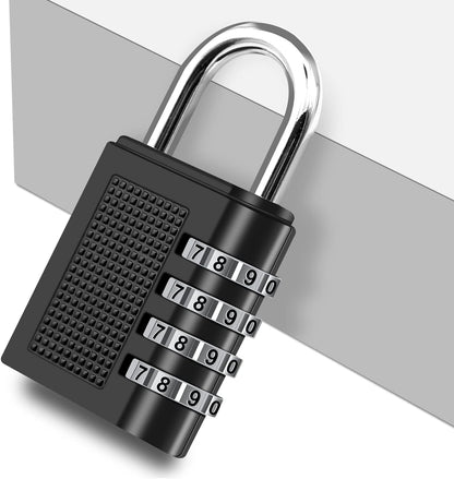 Combination Padlock, 4 Digit Combination Lock for Gym Locker, School Locker, Shed, Fence, Hasp, Garage (Black)